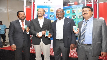 (L-r): Nnamdi Ezeigbo, chief executive officer and managing director, Slot Nigeria limited, Nitin Anand, director, Products and Innovations and Obinna Anichie, director, Marketing and Brands, both of Airtel Nigeria, and Sachin Verma, country manager, iStore Africa, at the launch of iphone 5s by Airtel Nigeria in Lagos on Tuesday.